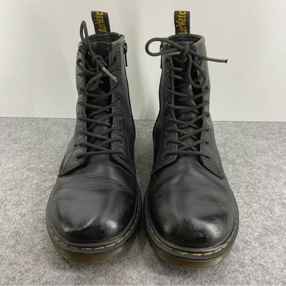 Dr. Martens Delaney Junior Size 5 Lace Up Black Leather Combat Ankle Boot - Picture 3 of 15